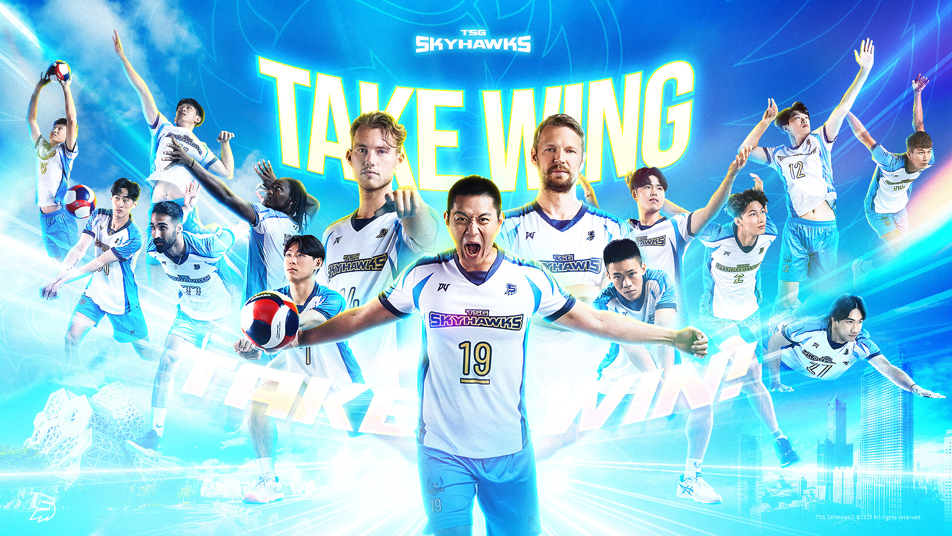 台鋼天鷹公布2025-26賽季主視覺 隊長陳建禎領銜展現「TAKE WING TAKE WIN」精神